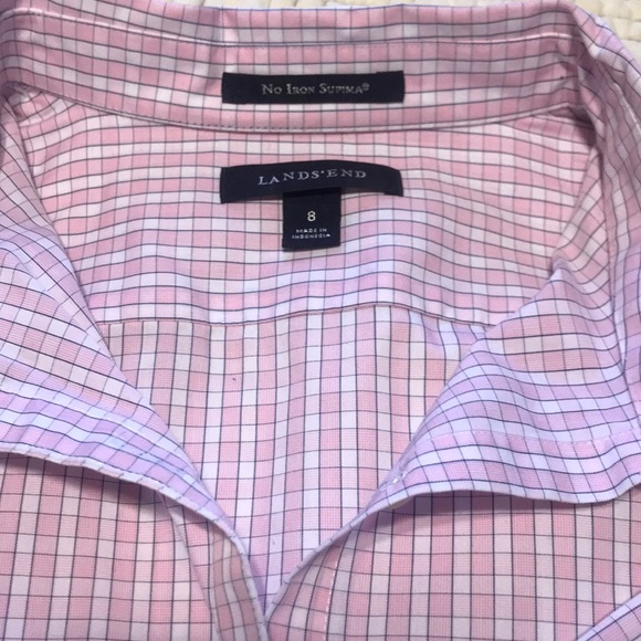 Lavender stripe & pink checked Land’s End tops - Picture 5 of 5